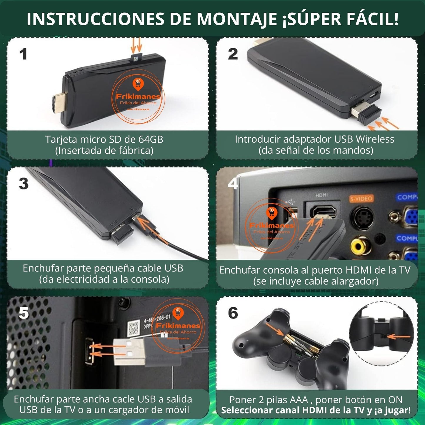 Consola HDMI Stick ORIGINAL: ¡Más de 20.000 juegos y 15 Emuladores con 2 Mandos Inalámbricos!